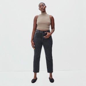 EVERLANE The Curvy 90s Cheeky Straight Jeans Washed Black Button Up Fly Size 30